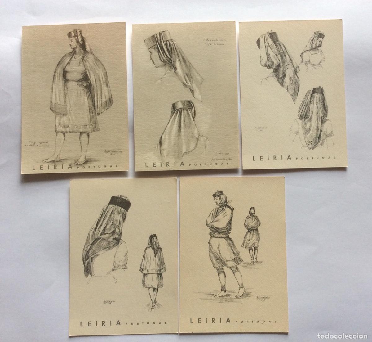 Postales: 5 POSTAL ILUSTRADAS. ANJOS TEIXEIRA, FILHO. TRAJES REGIONALES. LEIRIA. PORTUGAL.