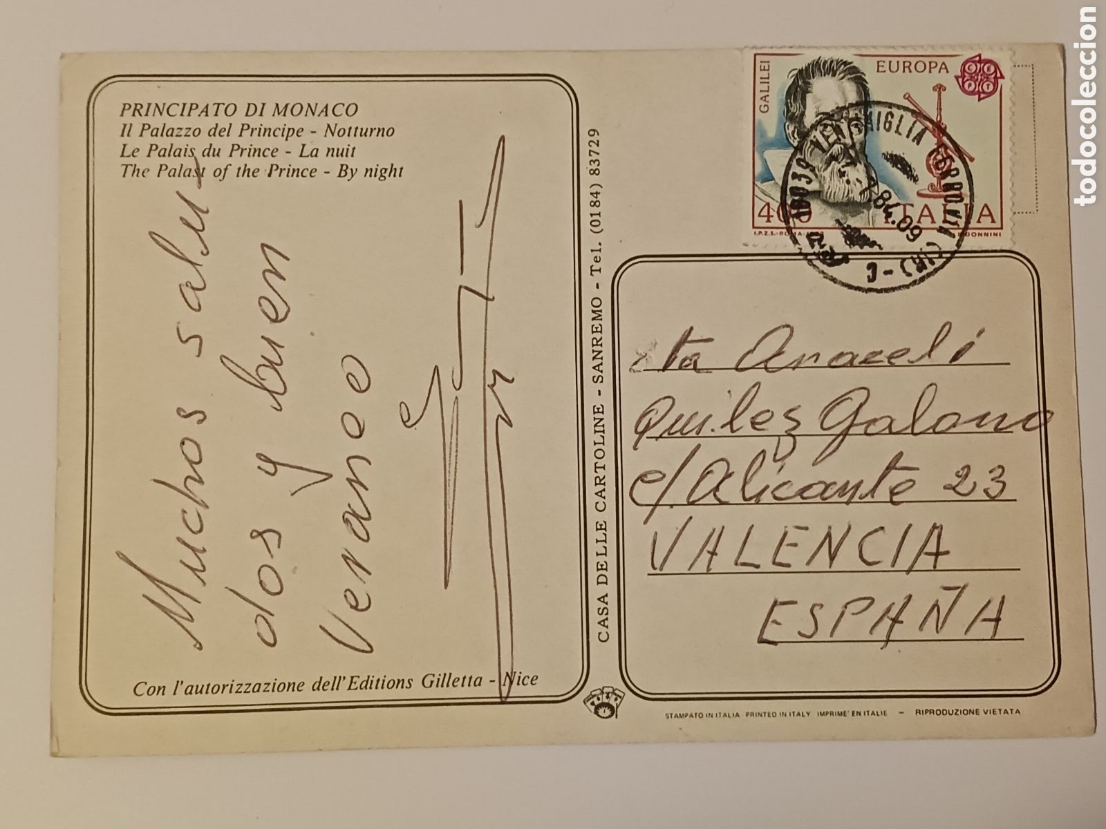 Postales: M&oacute;naco, Palacio del Pr&iacute;ncipe, Circulada. - Foto 2