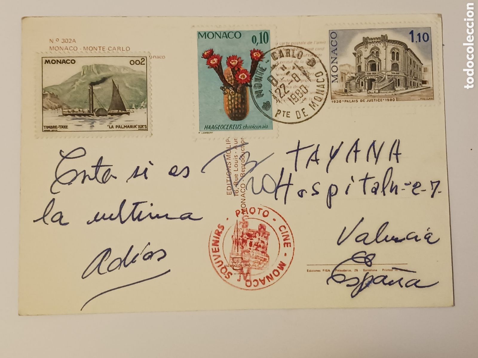 Postales: M&oacute;naco, Monte Carlo, Circulada. - Foto 2