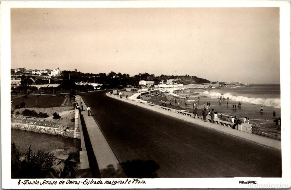 Postales: Portugal - Santo Amaro de Oeiras - Estrada marginal e praia - Ed. Passaporte n&ordm; 8 - 142x91mm