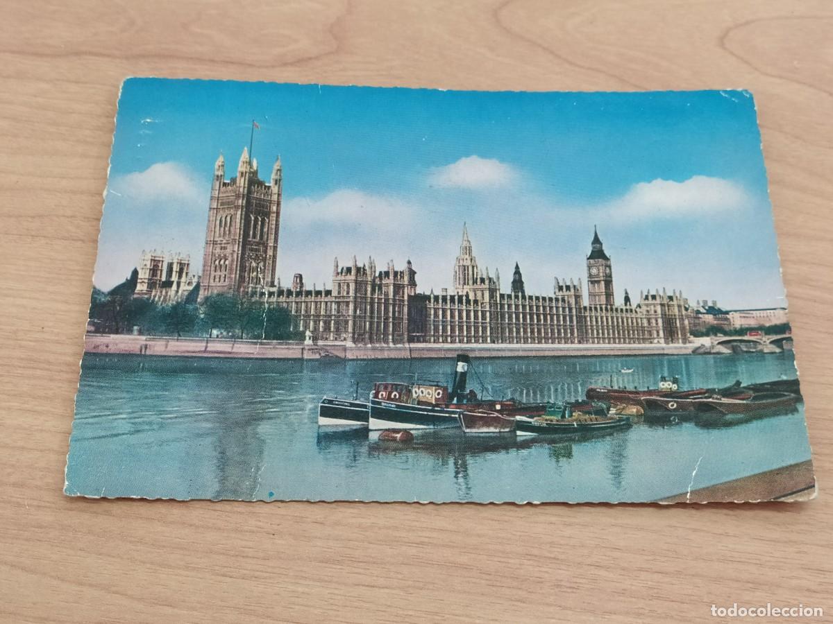 Postales: LONDRES - INGLATERRA - THE HOUSES OF PARLIAMENT AND RIVER THAMES G.112 - CIRCULADA EN 1961