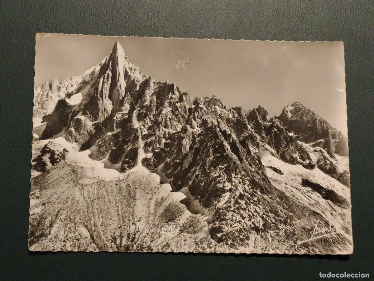 Postales: FRANCIA - CHAMONIX - L`AIGUILLE DU DRU 3754M. ET AIGUILLE DU MOINE 3412M - CIRCULADA EN 1958