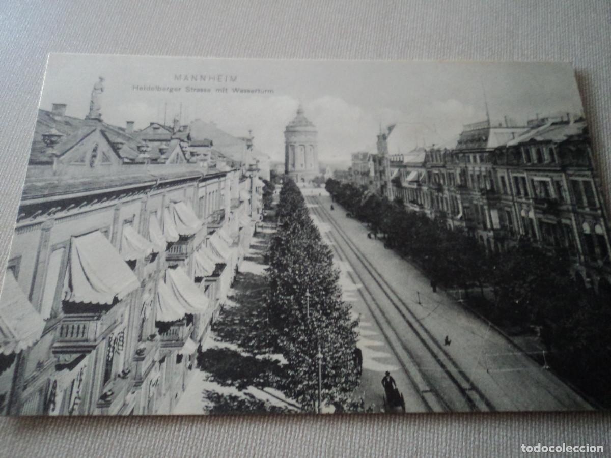 Cartoline: MANNHEIM ALEMANIA, HEIDELBERGER STRASSE MIT WASSERTURM, ED. ADOLF BAUER