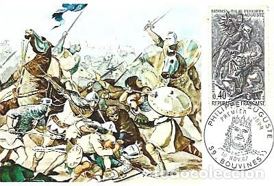 Cartoline: Francia & Maxima, Historia de Francia, Philippe Auguste, Batalla de Bouvines 1967 (8080)