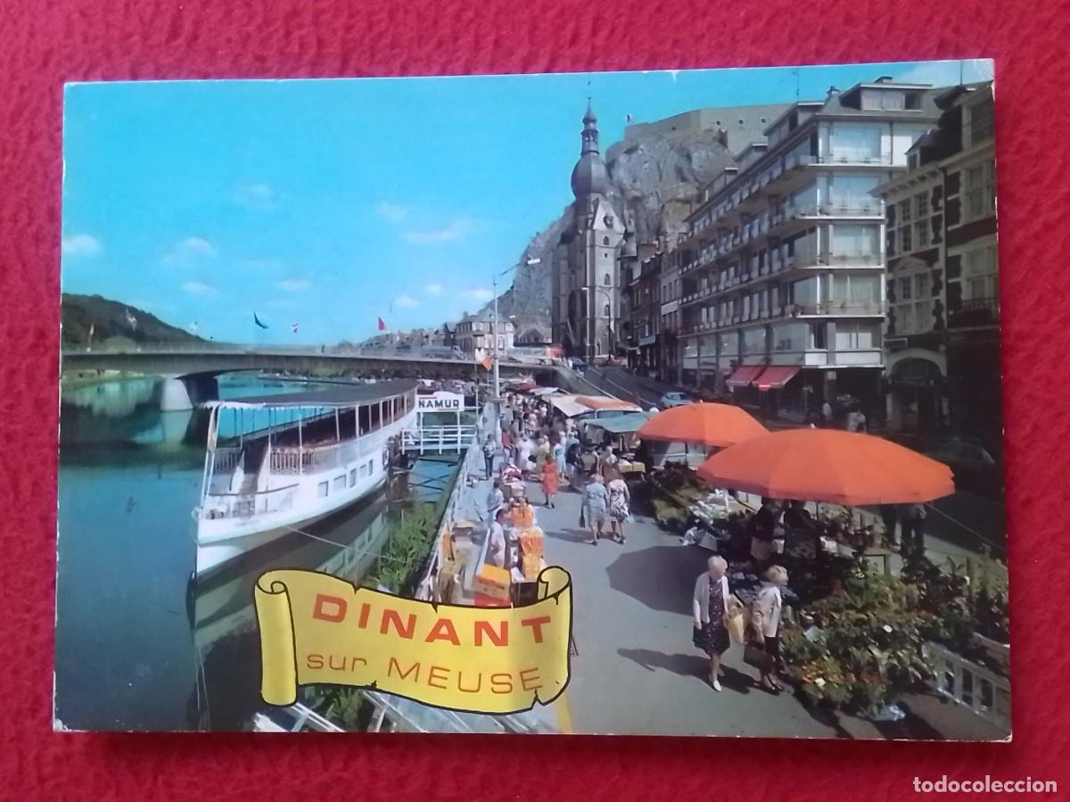 Postales: POSTAL POST CARD CARTE POSTALE B&Eacute;LGICA BELGIUM BELGIQUE DINANT SUR MEUSE QUAI CHURCILL BARCA MERCADO