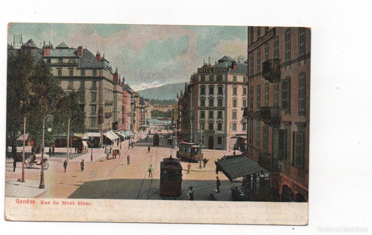 Cartoline: POSTAL DE SUIZA-GENEVE- RUE DU MONT BLANC