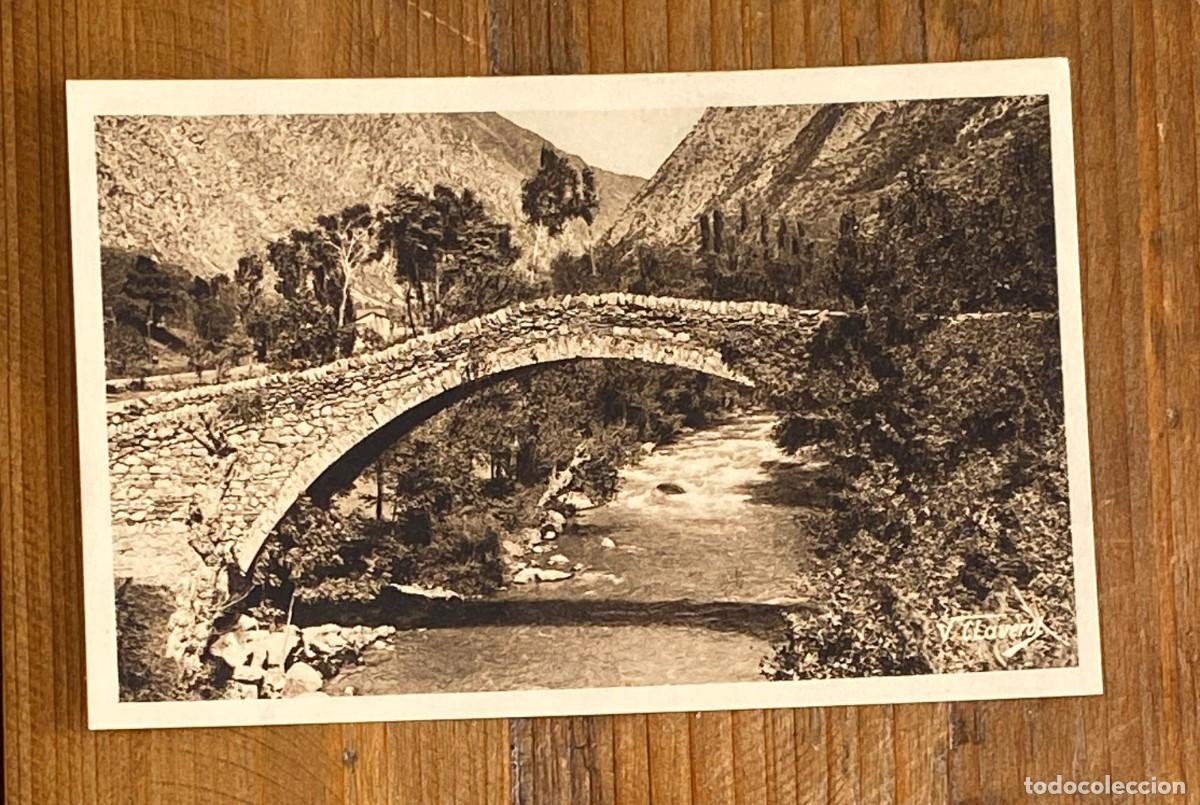 Postales: POSTAL DE VALLS D&acute;ANDORRA, PONT ROMANIC DE LA MARGINEDA, N. 2, ED. V. CLAVEROL, NO CIRCULADA.
