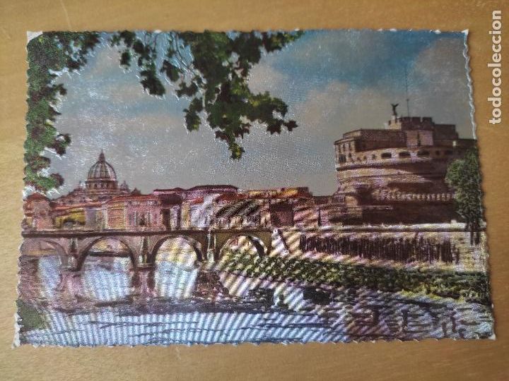 Postales: ROMA PONTE E CASTEL POSTAL PLATEADA ESCRITA - Foto 1