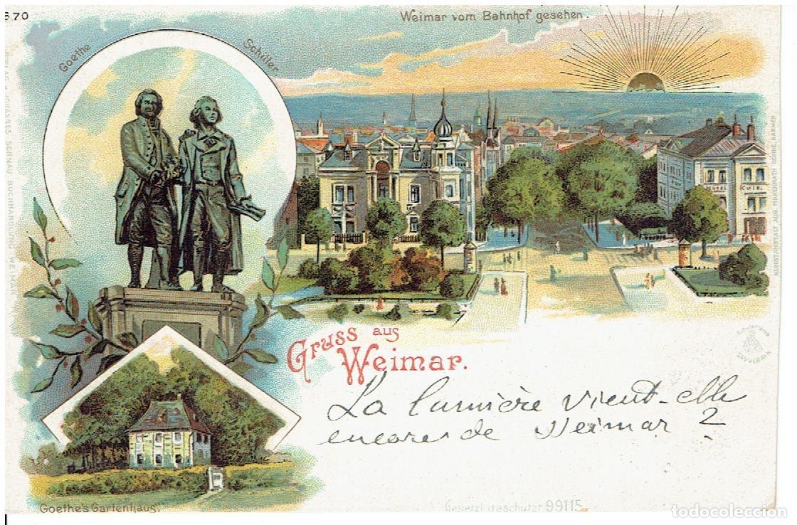 Postales: Postal de Weimar (Gruss) circulada 1901 - Foto 1