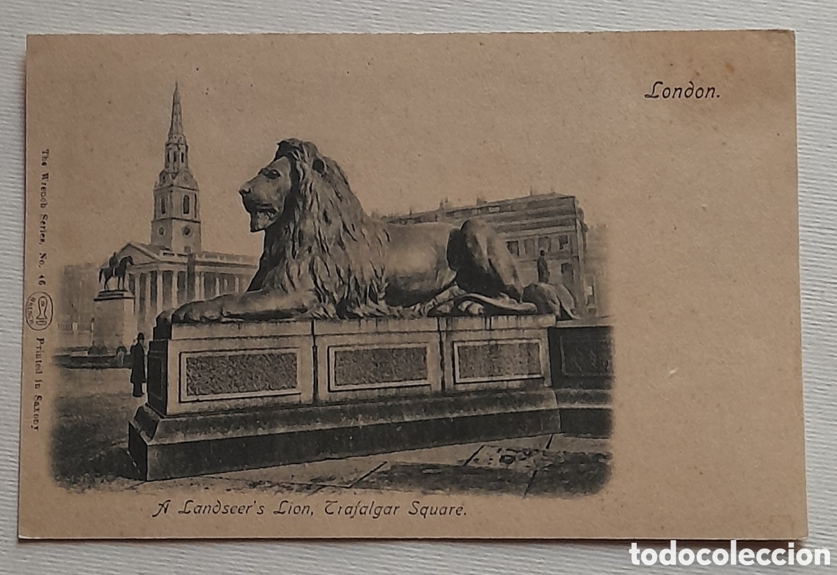 Postkarten: Postal inglesa. LONDON A Landseer's Lion, Trafalgar Square. No circulada