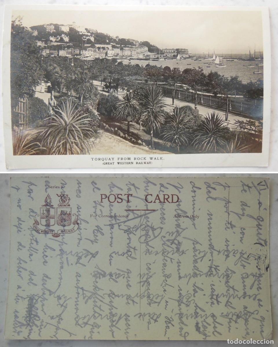Postais: Postal Fotogr&aacute;fica : TORQUAY FROM ROCK WALK. Great Western Railway. 1913