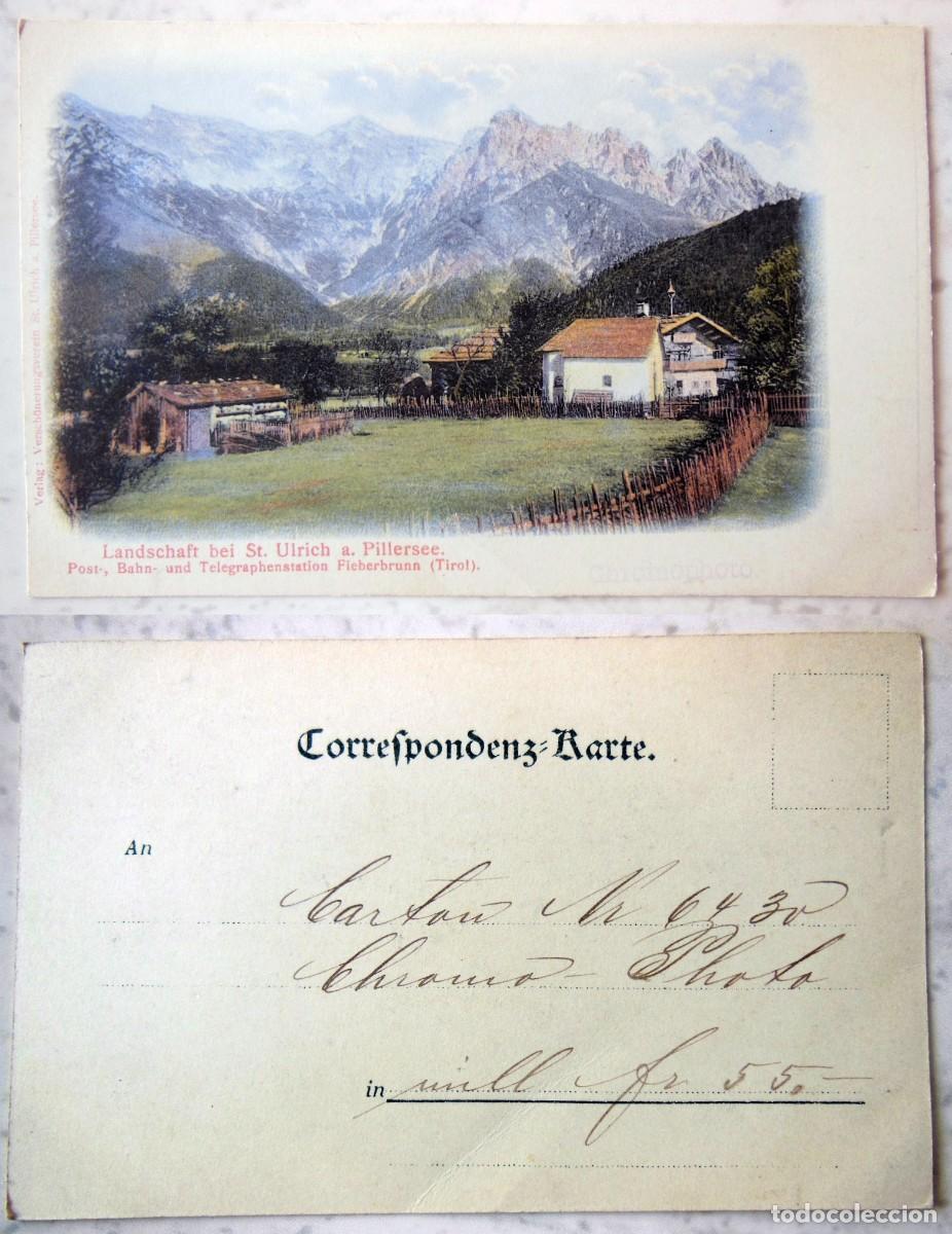 Postais: Landschaft bei St Ulrich a Pillersee. AUSTRIA. Post, Bahn und Telegraphenstation Fieberbrunn (Tirol)