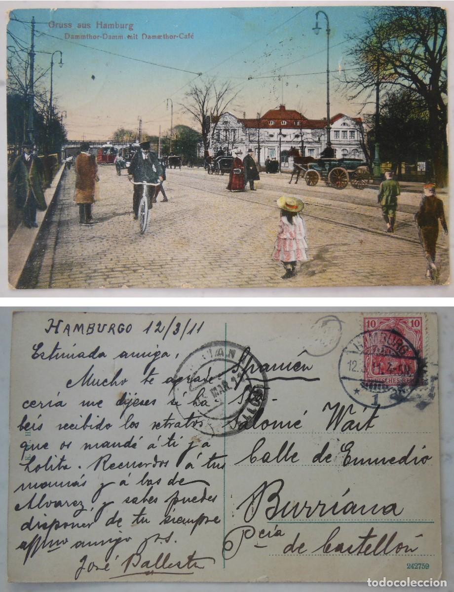 Postais: GRUSS AUS HAMBURG. Dammthor-Damm mit Dammthor-Cafe. Alemania. 1911