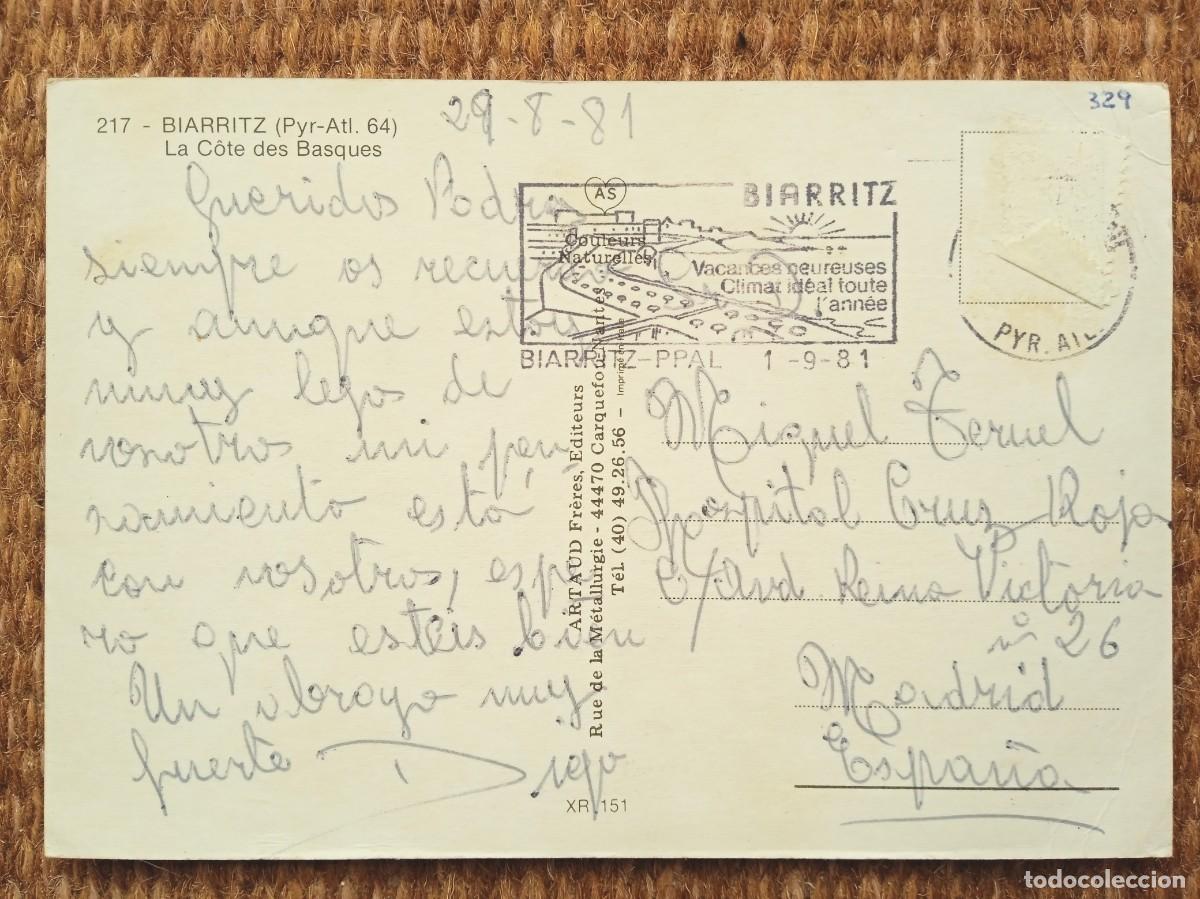 Postales: BIARRITZ - FRANCIA - CIRCULADA A MADRID - Foto 2