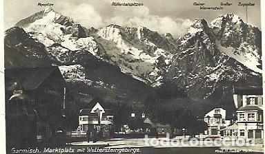 Postkarten: Alemania & Marcofilia, Garmisch-Partenkirchen,Plaza del Mercado y Wettersteingebirge 1928 (7)