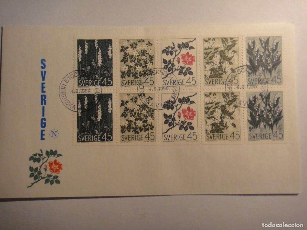 Cartoline: Suecia, sobre 1&ordm; d&iacute;a, del grabador Slania, a&ntilde;o 1968, tema flora, ref 838