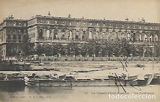Cartoline: PARIS - 16. LE CONSEIL D'ETAT INCENDI&Eacute; - VUE EXT&Eacute;RIEURE - CIRCULADA 190?