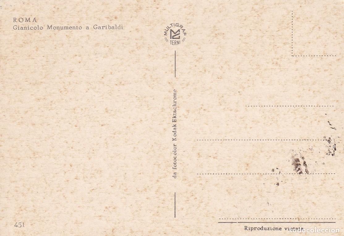 Postales: Roma - Gianicolo Monumento a Garibaldi - Foto 2