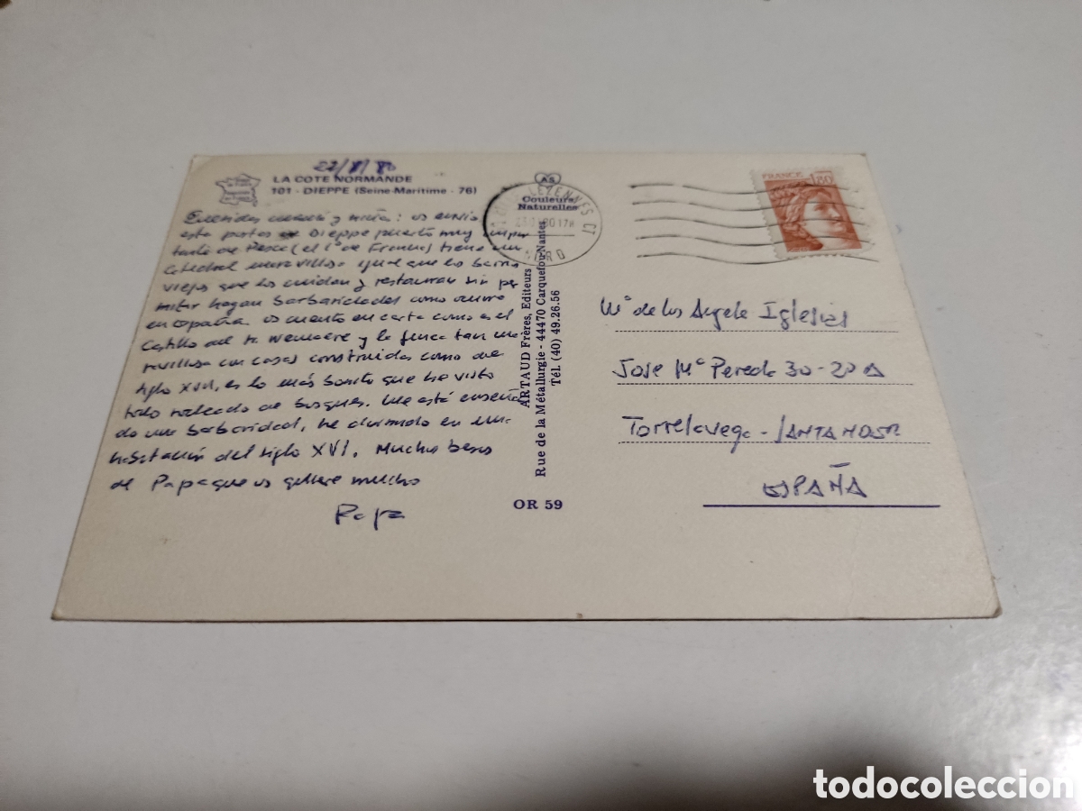 Postales: Postal dieppe castillo barco playa - Foto 2