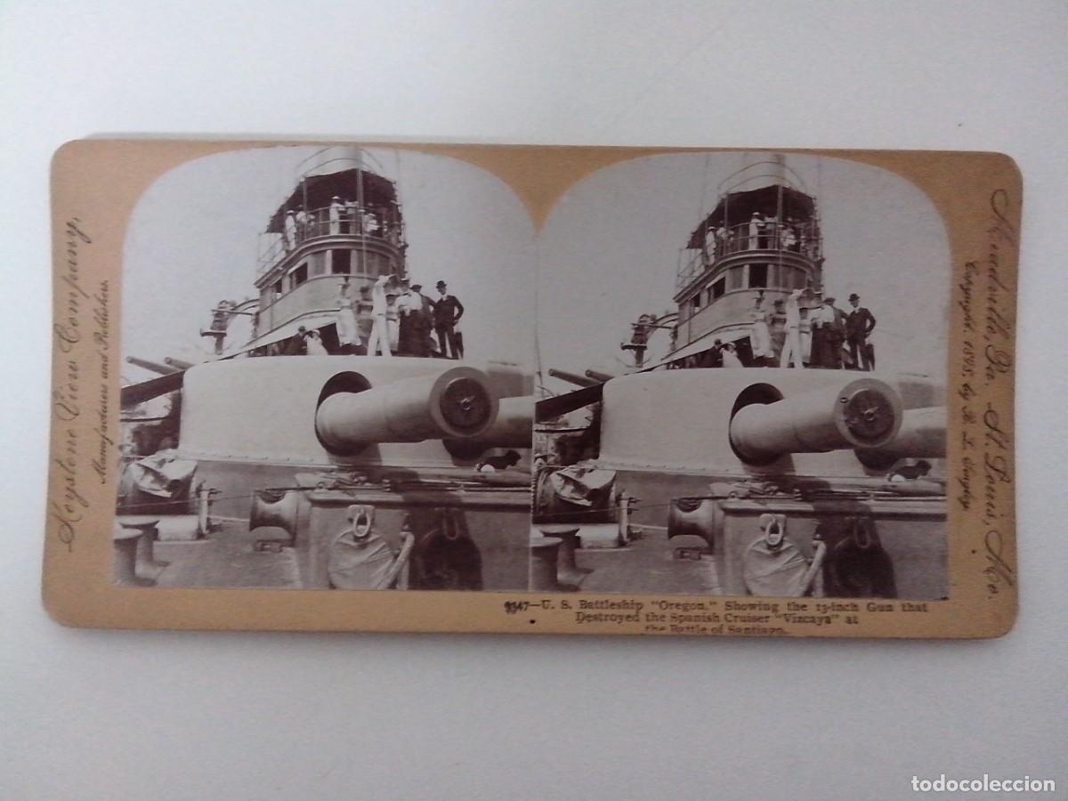 Postcards: POSTAL ESTEREOSCOPICA KEYSTONE VIEW COMPANY ACORAZADO OREGON