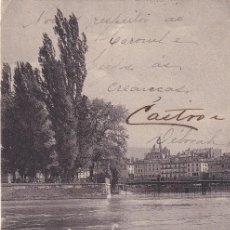 Postales: J. J. 5170 GENÈVE - LES CYGNES ET L' ILE ROUSSEAU / CIRCULADA EN 1909 - AMBULANTE