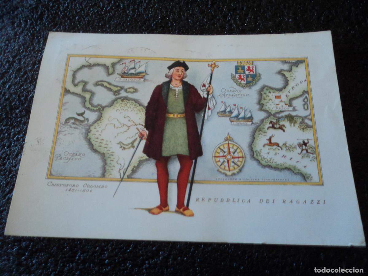 Cartes Postales: cristofolo colombo, i navigatori, repubblica del ragazzi, circulada 1961