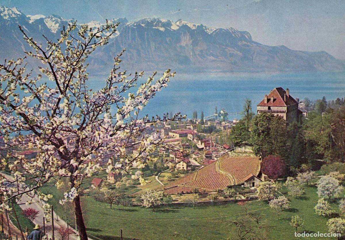 Postais: Ch&acirc;teau de Ch&acirc;telard Montreux-Clarens et les Alpes de Savoie Francia / Circulada y sellada