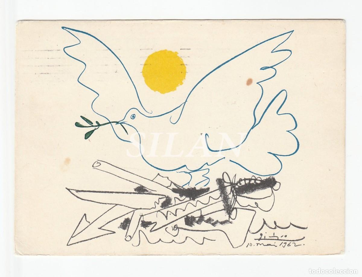 Cartoline: Postal Picasso, paloma, El mundo sin armas 1962. Impresa en Francia