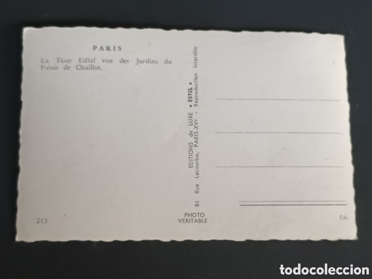 Postales: FRANCIA. POSTAL DE PAR&Iacute;S. ESTEL N⁰213. - Foto 2
