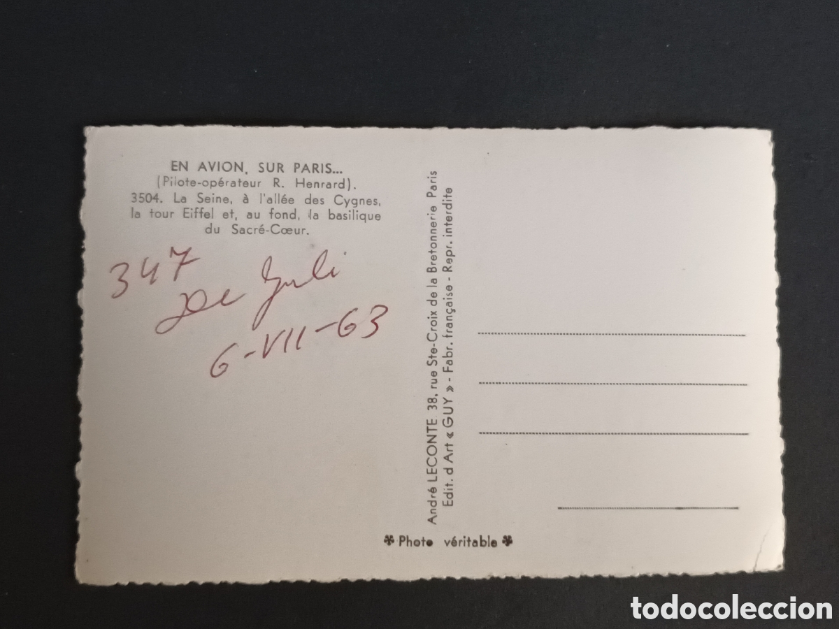 Postales: FRANCIA. POSTAL DE PAR&Iacute;S. GUY. 3504. - Foto 2