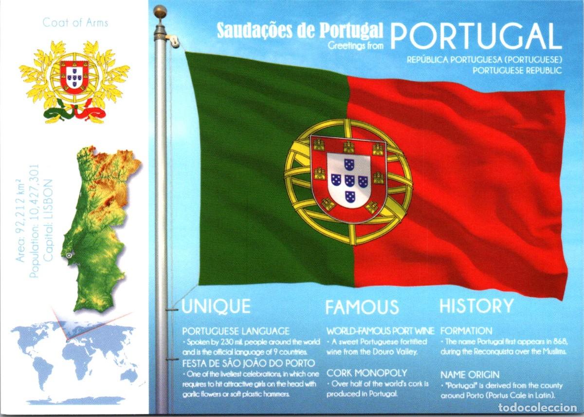 Postales: Portugal - Bandera + Mapa + Escudo + Historia - Postcardsmarket PCM-0065 - 150x105mm