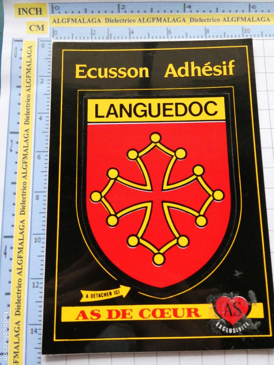 Cartes Postales: POSTAL DE FRANCIA. PEGATINA AFHESIVO ESCUDO HER&Aacute;LDICO LANGUEDOC. 1732