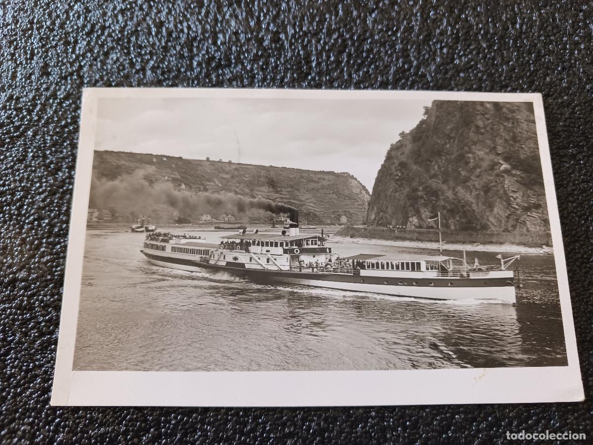 Cartoline: Wiesbaden-Biebrich, BARCO DE PASEO POR EL RIO RIN, CIRCULADA