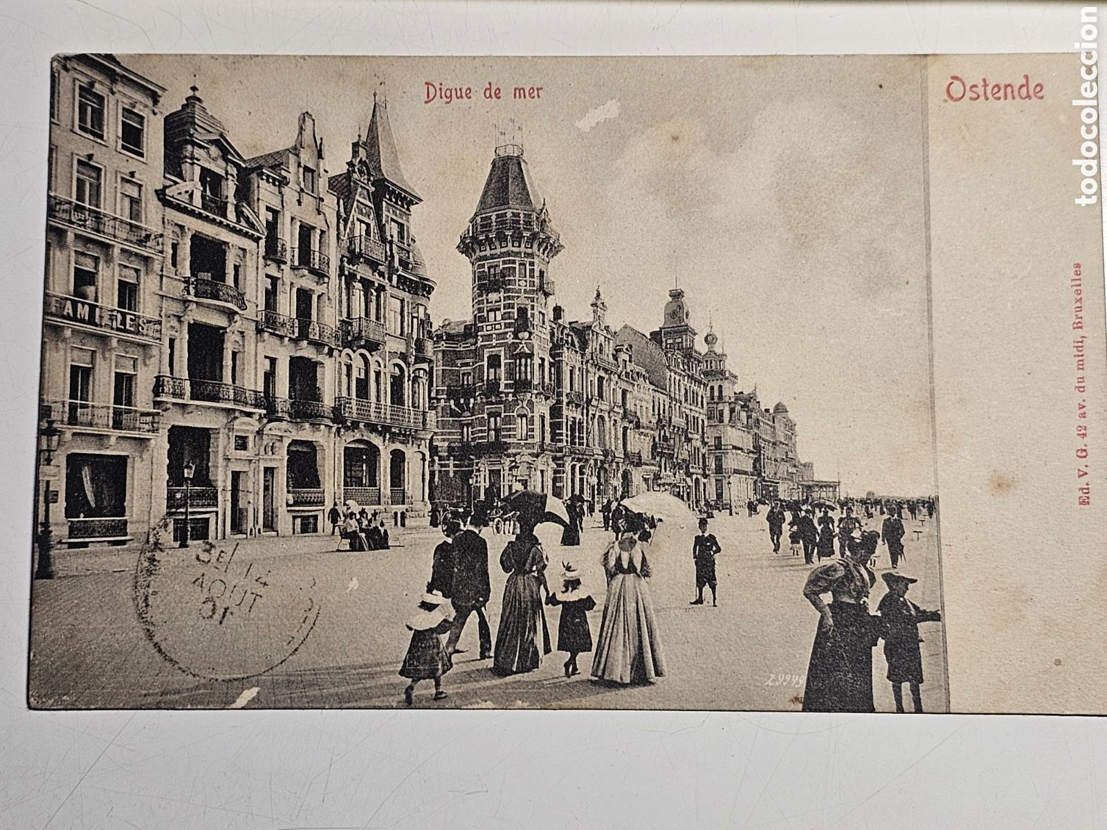 Postales: Postal del paseo mar&iacute;timo de Ostende, B&eacute;lgica Belgium de 1901, Madame Monin