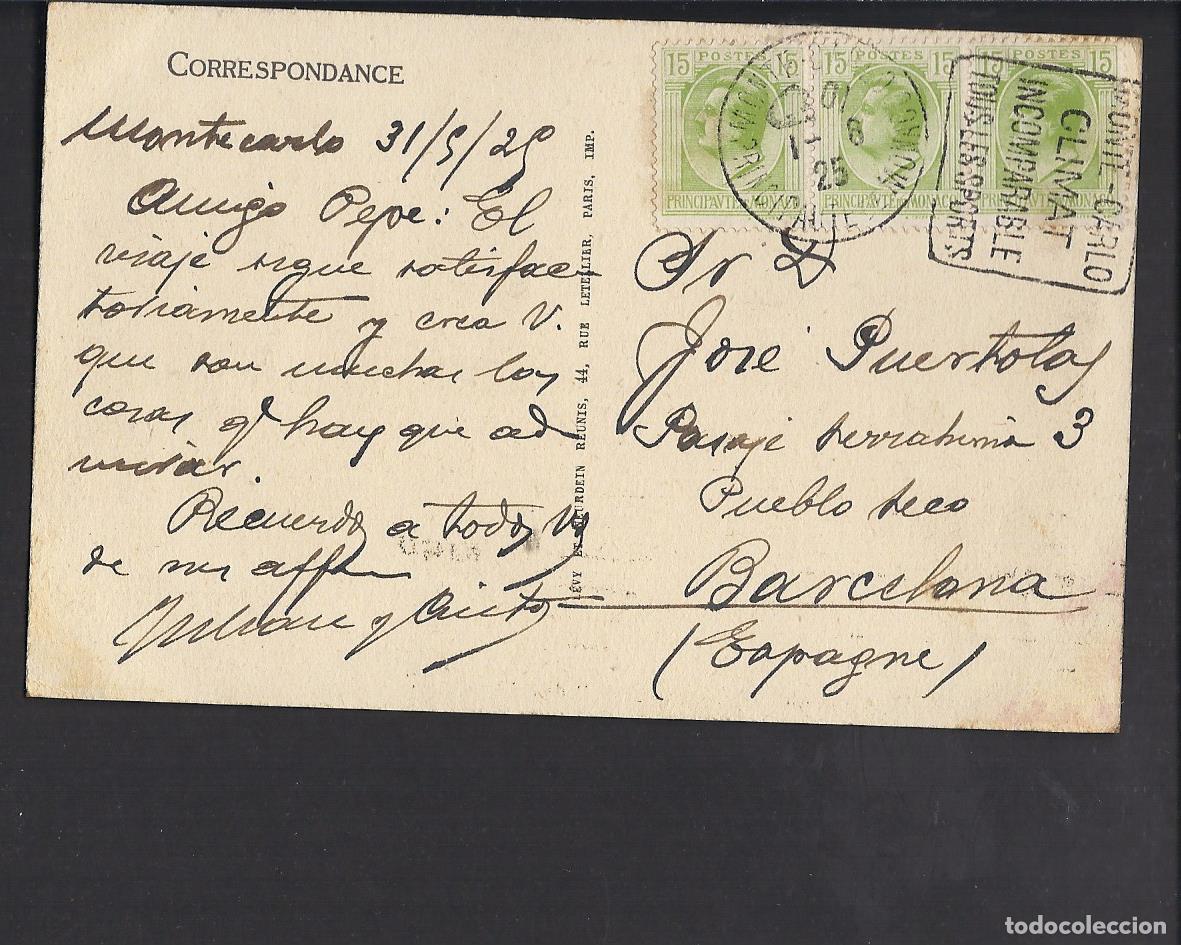 Postales: Antigua postal de Montecarlo 1925. - Foto 2