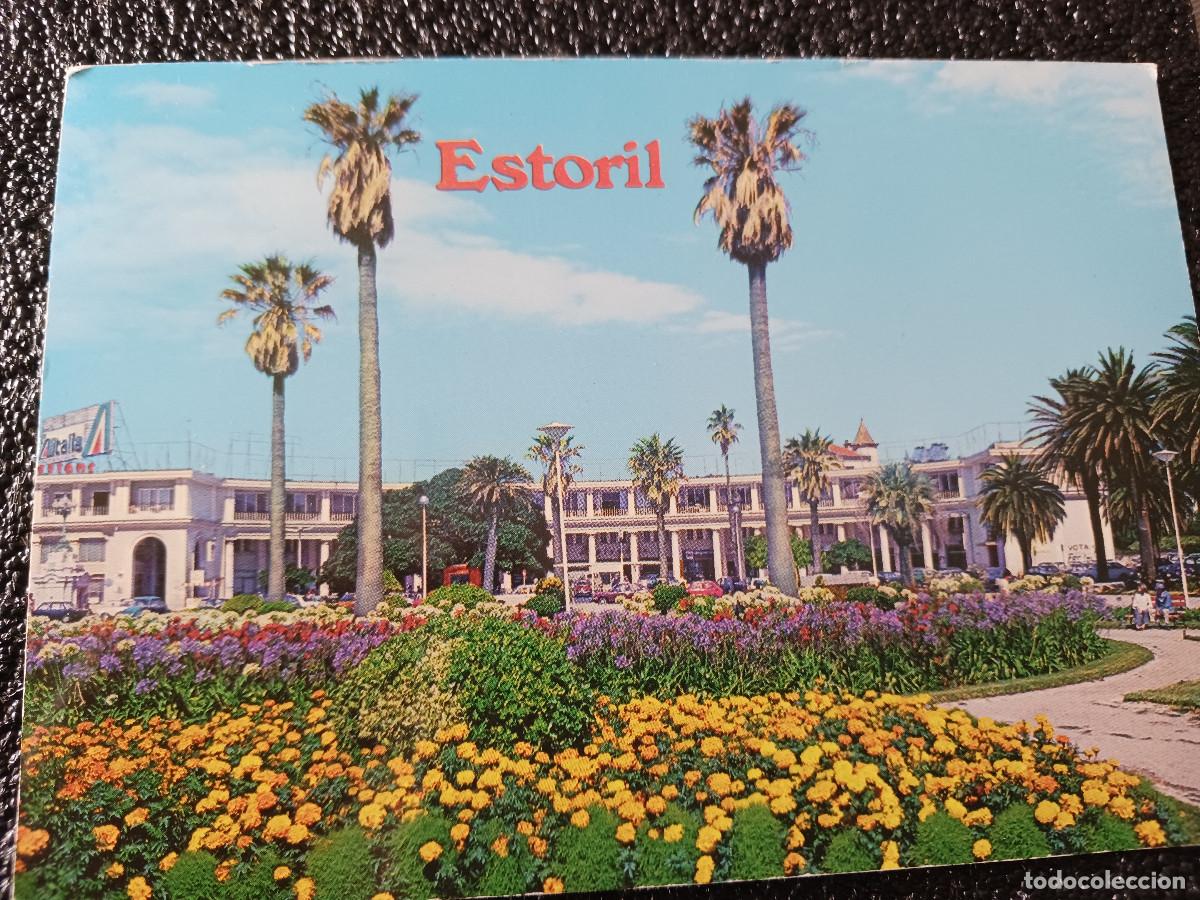 Postais: estoril, aspecto del parque, con sello, perros de raza portuguesa