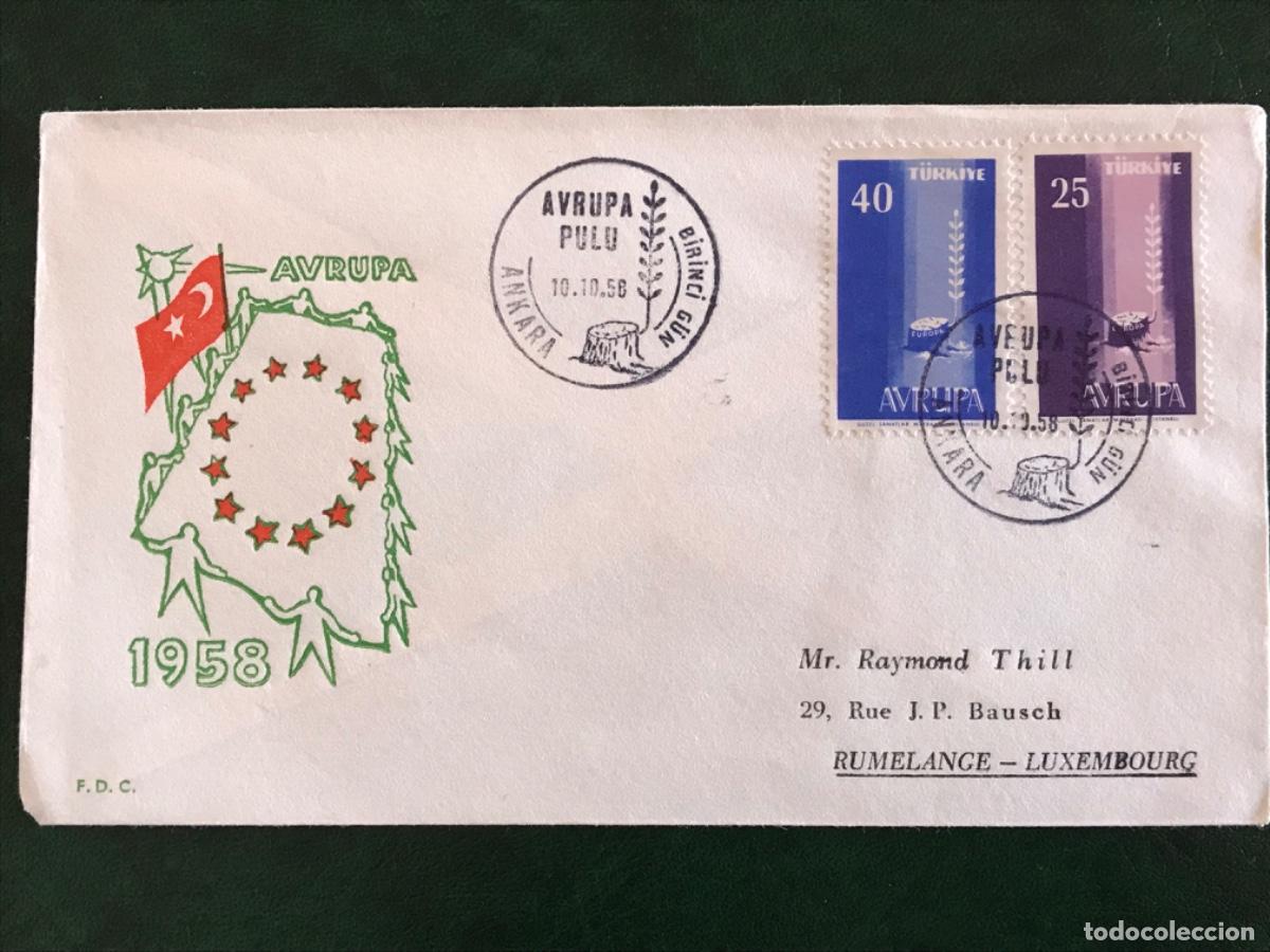 Postkarten: Sobre primer d&iacute;a de Turqu&iacute;a 1958