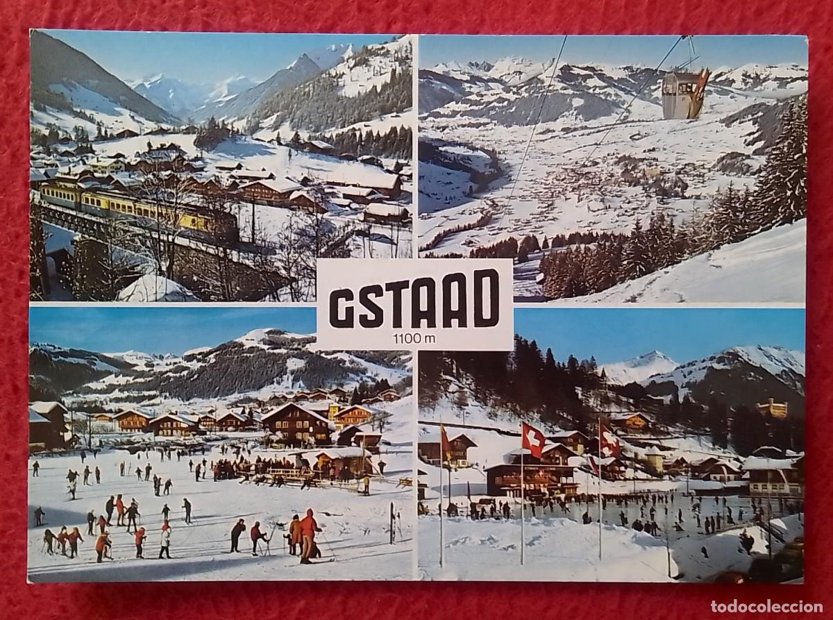 Postales: POSTAL POSTKARTE GSTAAD GEDRUCKT IN DER SCHWEIZ SUIZA SUISSE VISTAS VUES VIEWS..NIEVE ESQU&Iacute; SKIING..