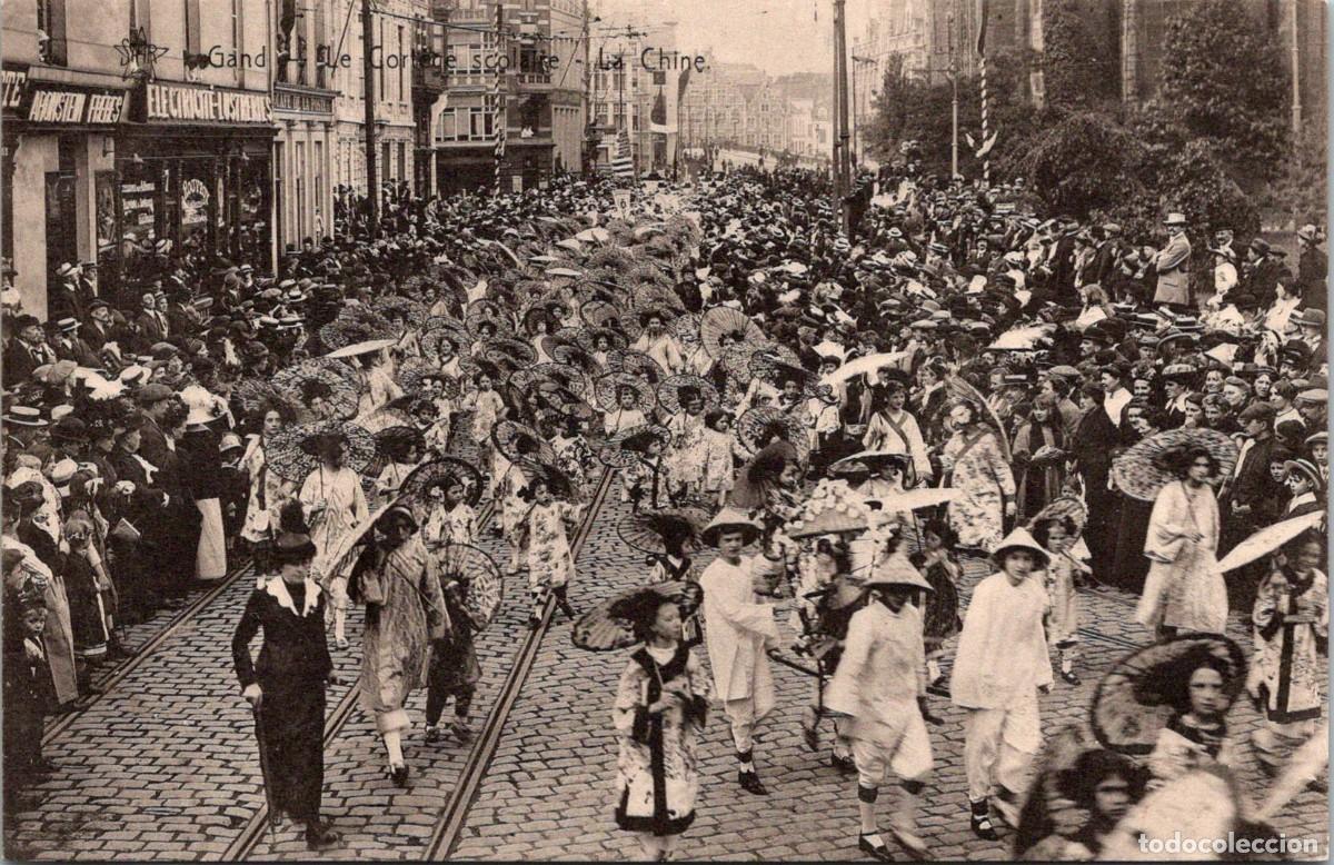 Postales: B&eacute;lgica - Gand - Cort&egrave;ge scolaire - La Chine - Ed. Star - 141x91mm