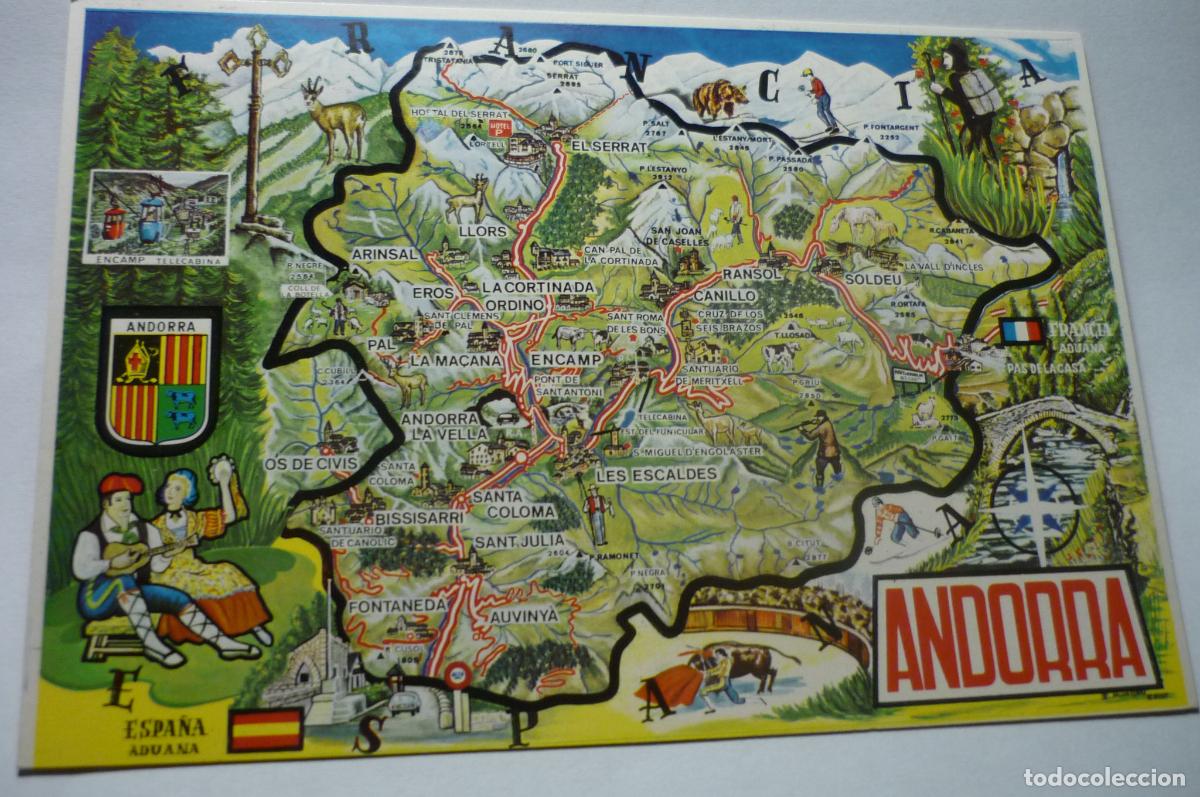 postal extranjera mapa andorra