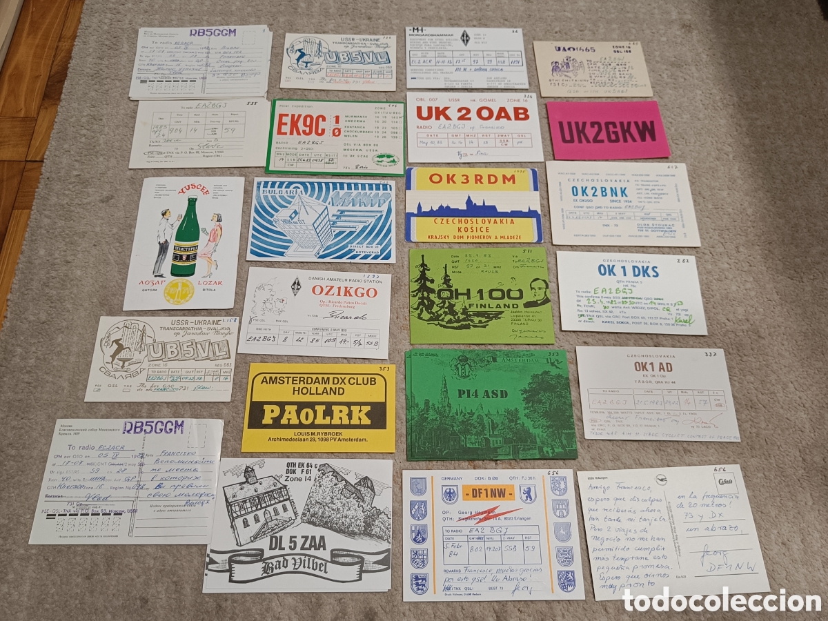 Cartes Postales: Europa lote 31 tarjetas radioaficionado QSL a&ntilde;os 80 diversos pa&iacute;ses ver imagenes