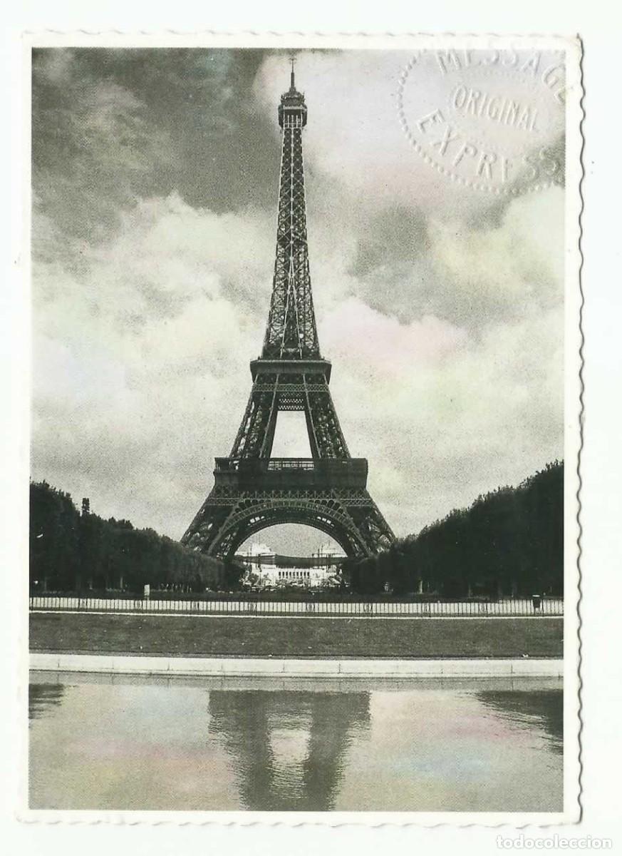 Postais: ❤️ Postal OME7: Torre Eiffel en 1914, Francia, con timbre MESSAGE ORIGINAL EXPRESS, 1979