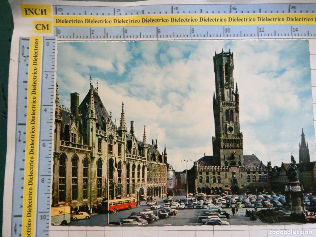 Postais: POSTAL DE B&Eacute;LGICA. BRUJAS BRUGGE BRUGES. GROTE MARKT CAMPANARIO COCHES. 2219