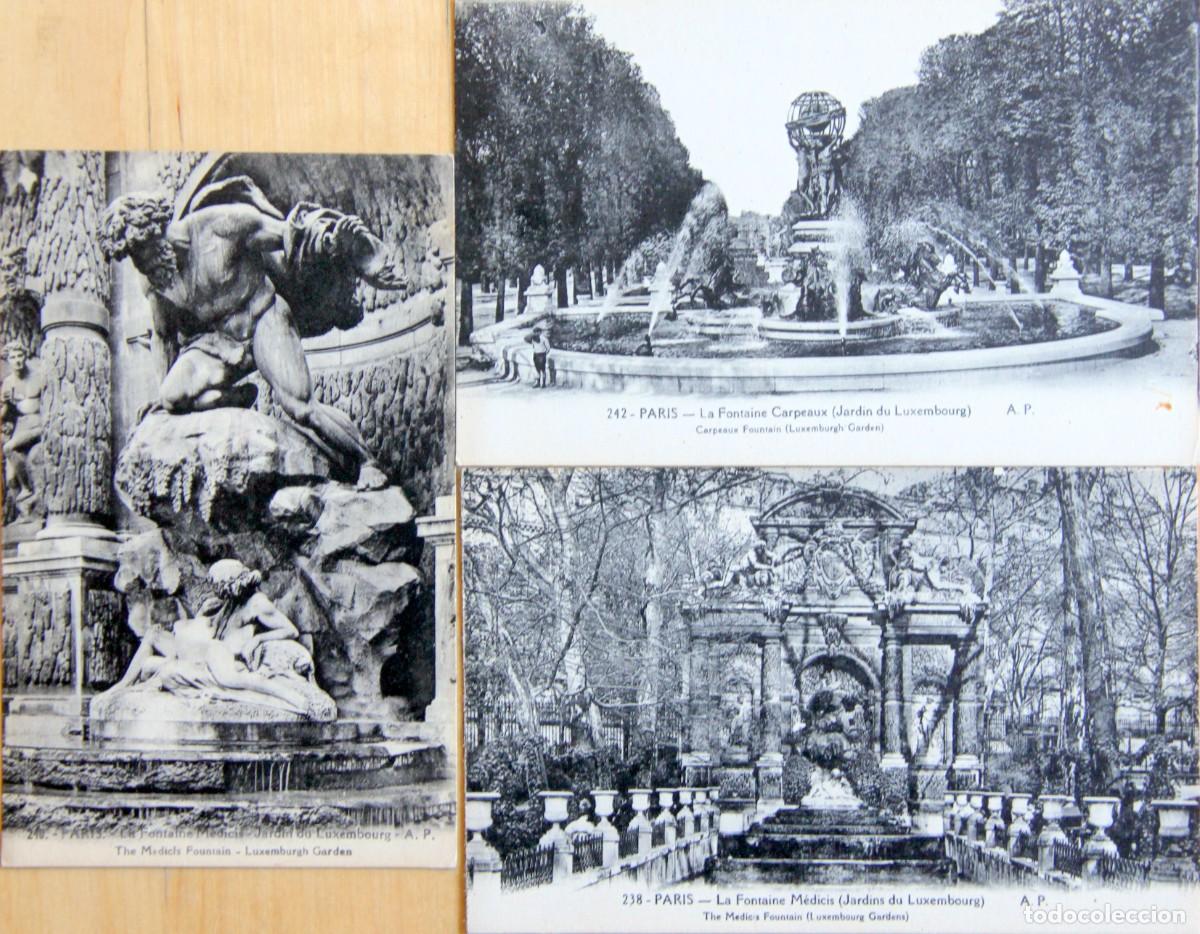Postales: PARIS: LOTE 3 POSTALES JARDINES DE LUXEMBOURG A&Ntilde;OS 20