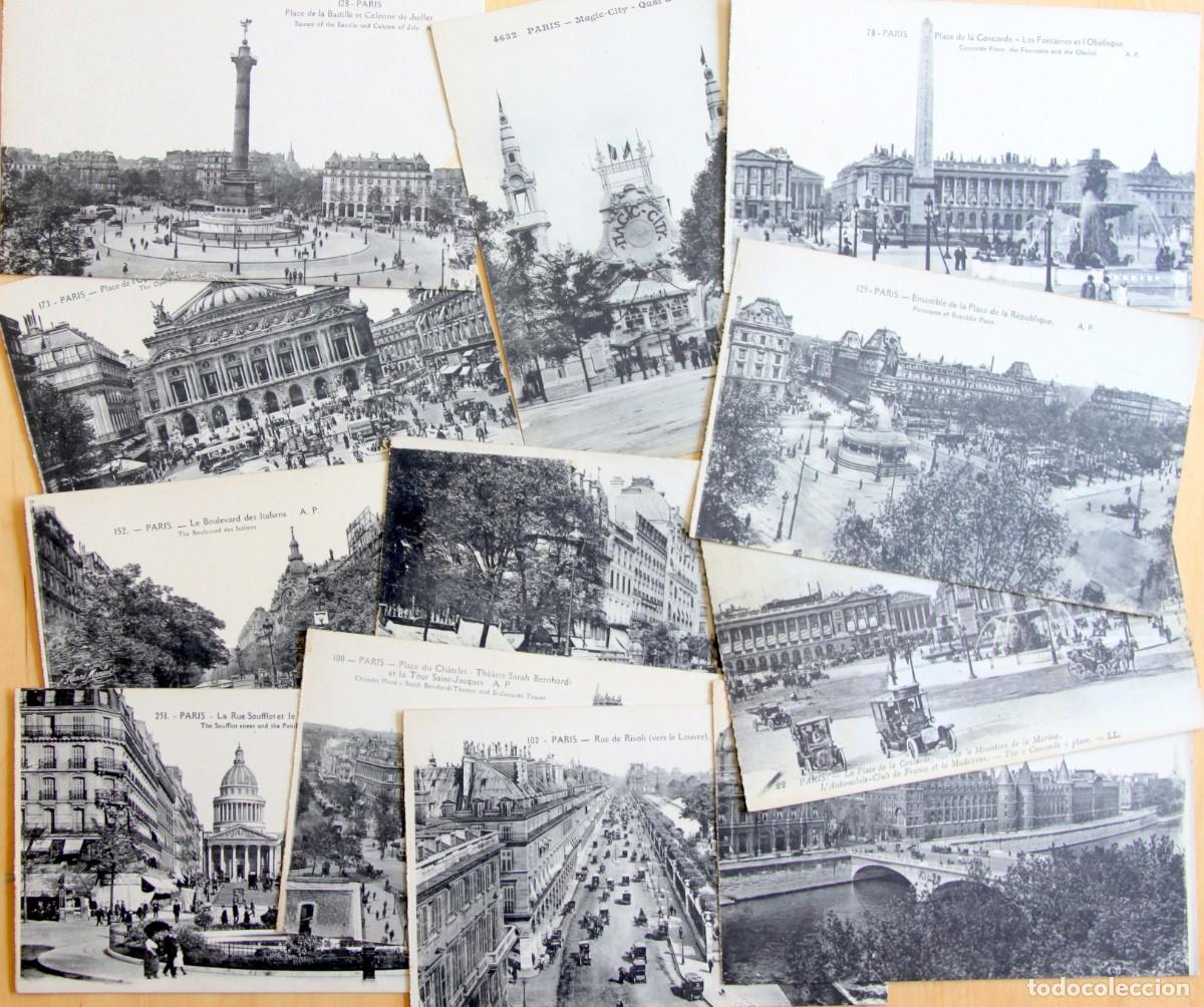 Postales: PARIS: LOTE 12 POSTALES CALLES Y PLAZAS A&Ntilde;OS 20
