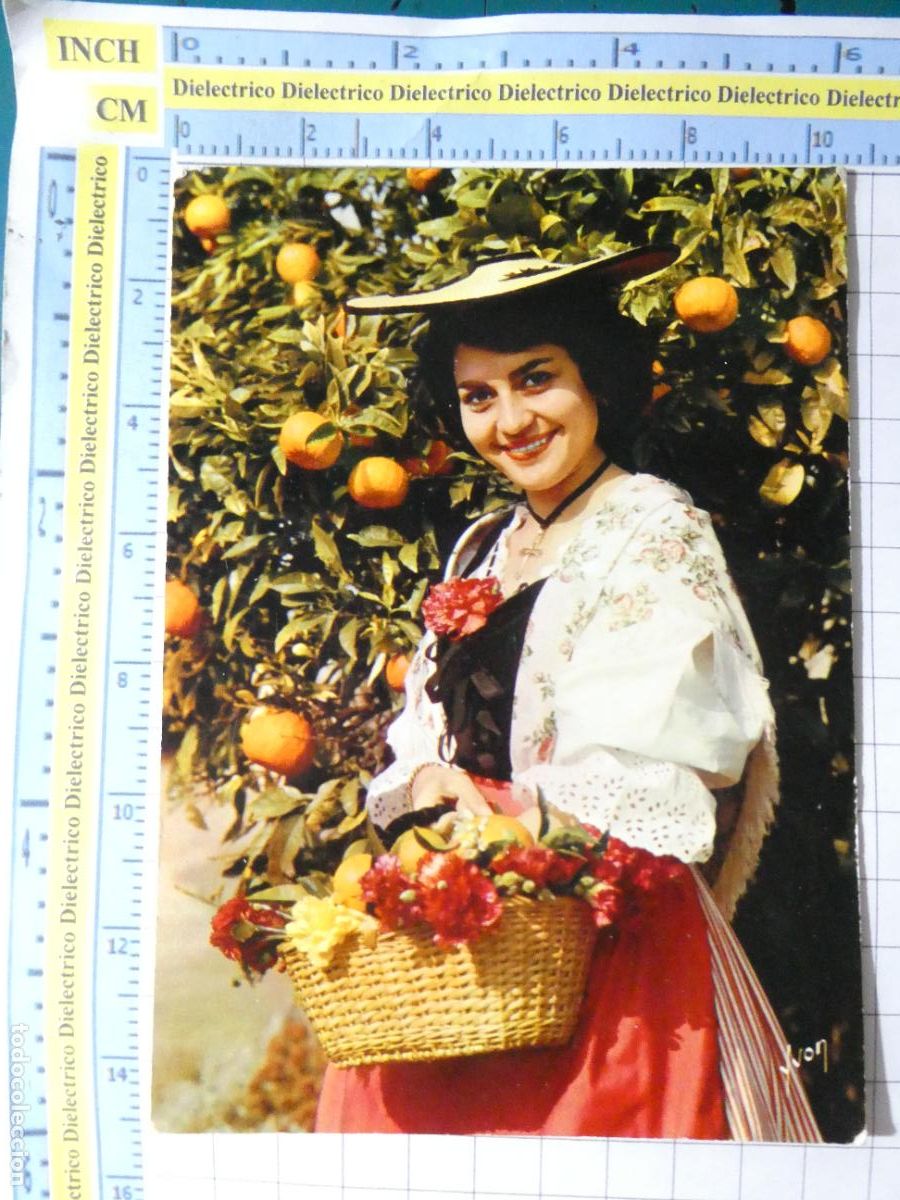 Cartoline: POSTAL DE FRANCIA. MUJER COSTA AZUL JOVEN RECOLECTORA DE NARANJAS. FOLKLORE TIPISMO ESCENA VIVA. 254