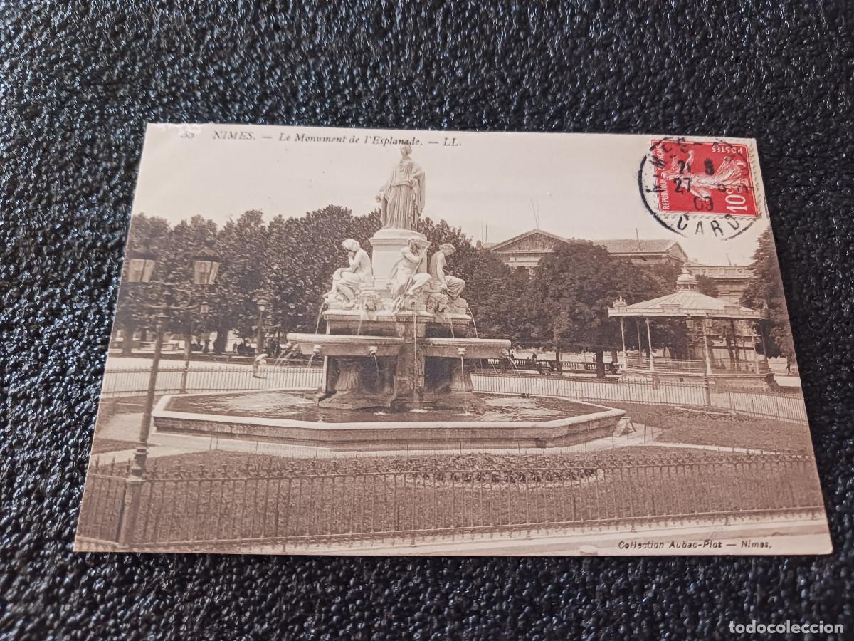 Postais: 55 nimes, le monument de l`esplanade, collection aubac - plos, circulada 1909