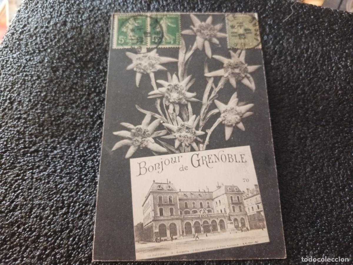 Postais: bonjour de grenoble, circulada 1917