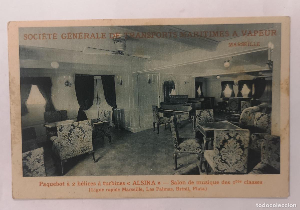 Postales: POSTAL NO CIRCULADA FRANCESA - SOCIETE GENERALE DE TRANSPORTS MARITIMES A VAPEUR - Paquebot ALSINA