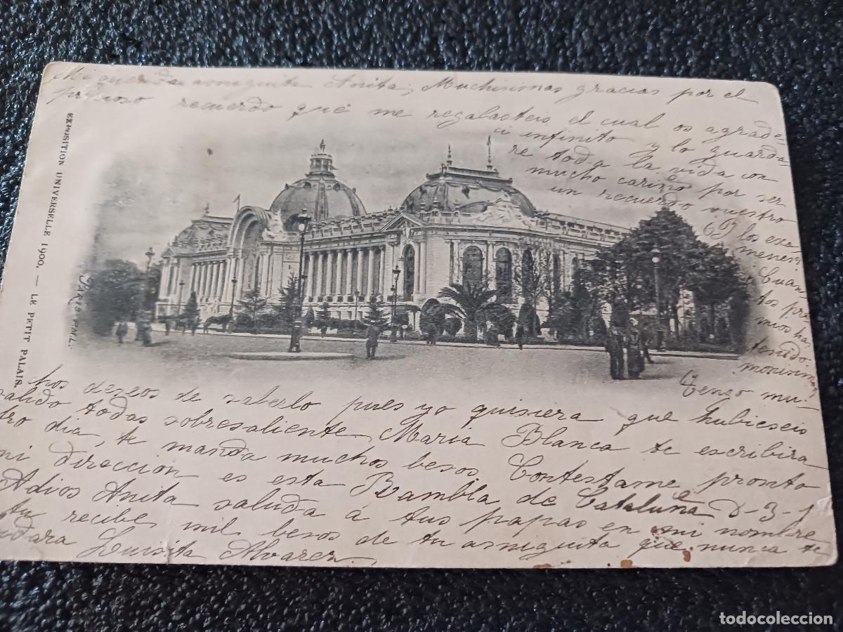 Postcards: exposition universelle 1900 le petit palais, circulada a sastreria ferrer de manresa